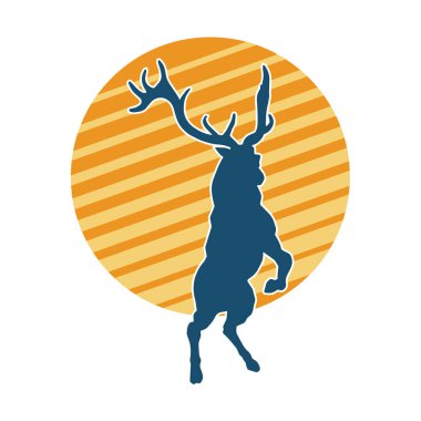 Geyik silueti boynuzlu vahşi orman hayvanı..