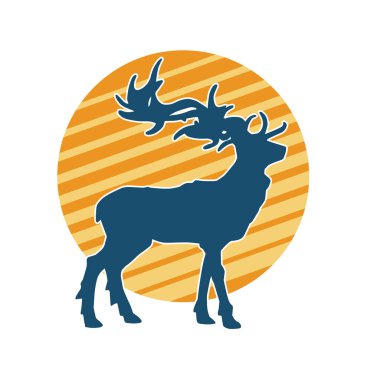 Geyik silueti boynuzlu vahşi orman hayvanı..