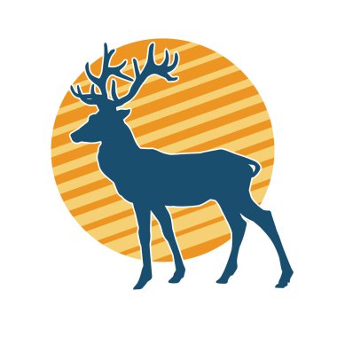 Geyik silueti boynuzlu vahşi orman hayvanı..