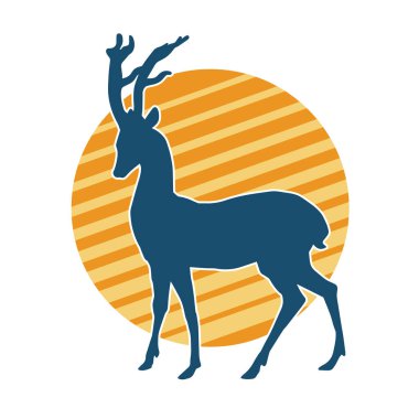 Geyik silueti boynuzlu vahşi orman hayvanı..