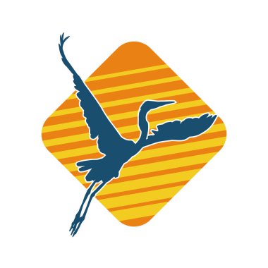 Beyaz arka planda izole edilmiş zarif pozdaki vinç kuşunun silueti.