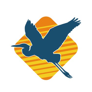 Beyaz arka planda izole edilmiş zarif pozdaki vinç kuşunun silueti.