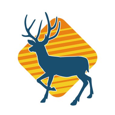 Geyik silueti boynuzlu vahşi orman hayvanı..