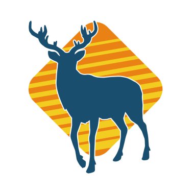 Geyik silueti boynuzlu vahşi orman hayvanı..