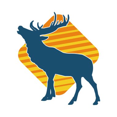 Geyik silueti boynuzlu vahşi orman hayvanı..