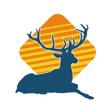 Geyik silueti boynuzlu vahşi orman hayvanı..