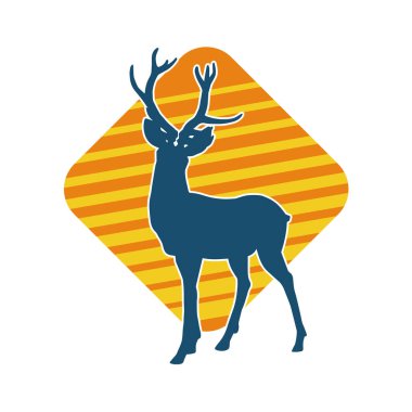 Geyik silueti boynuzlu vahşi orman hayvanı..