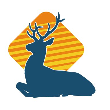 Geyik silueti boynuzlu vahşi orman hayvanı..