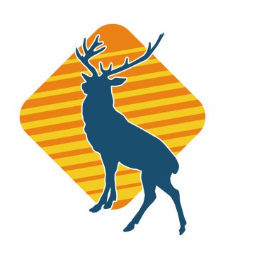 Geyik silueti boynuzlu vahşi orman hayvanı..