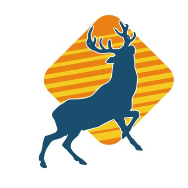 Geyik silueti boynuzlu vahşi orman hayvanı..