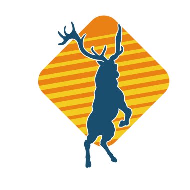 Geyik silueti boynuzlu vahşi orman hayvanı..