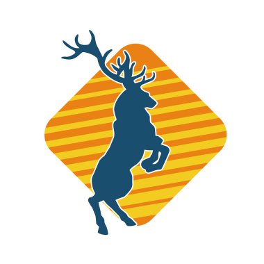 Geyik silueti boynuzlu vahşi orman hayvanı..