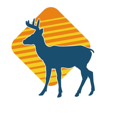 Geyik silueti boynuzlu vahşi orman hayvanı..