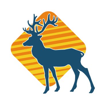 Geyik silueti boynuzlu vahşi orman hayvanı..