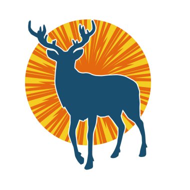 Geyik silueti boynuzlu vahşi orman hayvanı..