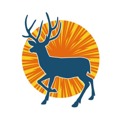 Geyik silueti boynuzlu vahşi orman hayvanı..