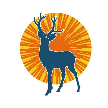 Geyik silueti boynuzlu vahşi orman hayvanı..