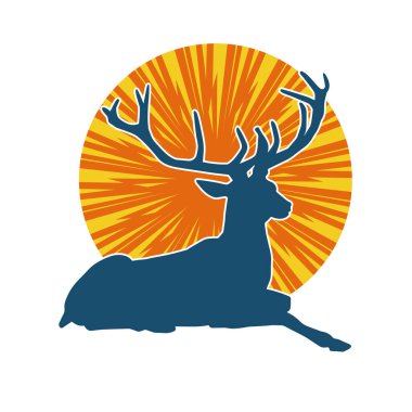 Geyik silueti boynuzlu vahşi orman hayvanı..