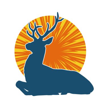 Geyik silueti boynuzlu vahşi orman hayvanı..