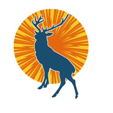 Geyik silueti boynuzlu vahşi orman hayvanı..