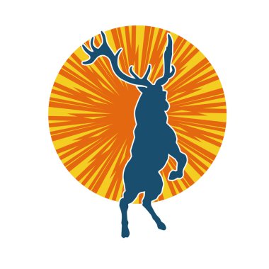 Geyik silueti boynuzlu vahşi orman hayvanı..