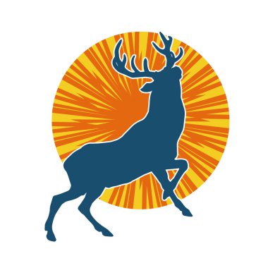 Geyik silueti boynuzlu vahşi orman hayvanı..