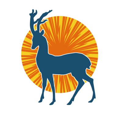 Geyik silueti boynuzlu vahşi orman hayvanı..