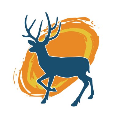 Geyik silueti boynuzlu vahşi orman hayvanı..