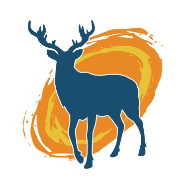 Geyik silueti boynuzlu vahşi orman hayvanı..