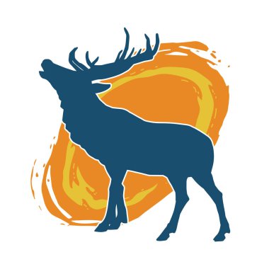 Geyik silueti boynuzlu vahşi orman hayvanı..