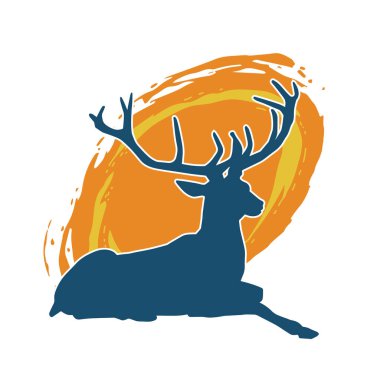 Geyik silueti boynuzlu vahşi orman hayvanı..