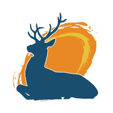 Geyik silueti boynuzlu vahşi orman hayvanı..