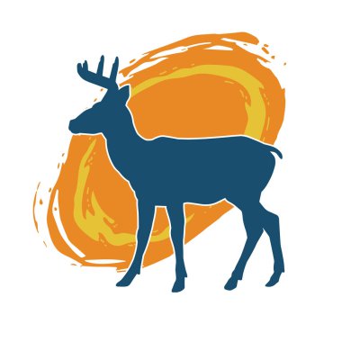 Geyik silueti boynuzlu vahşi orman hayvanı..