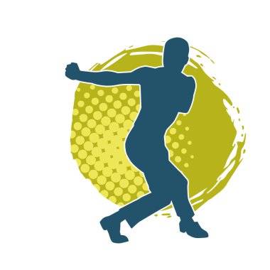 Doğu dövüş sanatı pozu veren bir adamın silueti. Dövüş sanatlarında bir erkeğin silueti..