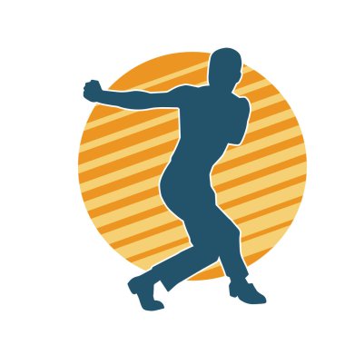 Doğu dövüş sanatı pozu veren bir adamın silueti. Dövüş sanatlarında bir erkeğin silueti..