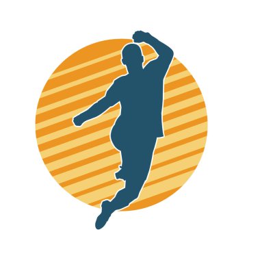 Zıplayan bir adamın silueti. Sıradan bir erkeğin silueti..