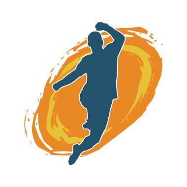 Zıplayan bir adamın silueti. Sıradan bir erkeğin silueti..