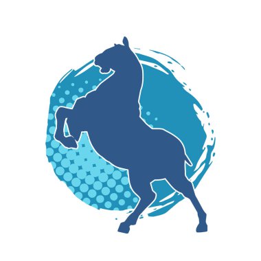 Arka ayaklarının üzerinde duran bir atın silueti. Ön bacakları kaldıran bir aygır silueti..