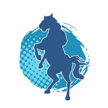 Arka ayaklarının üzerinde duran bir atın silueti. Ön bacakları kaldıran bir aygır silueti..