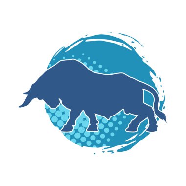 Vahşi bir bufalo hayvanı silueti. Vahşi bir bizon hayvanının silueti..