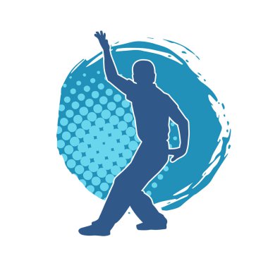 Doğu dövüş sanatı pozu veren bir adamın silueti. Dövüş sanatlarında bir erkeğin silueti..