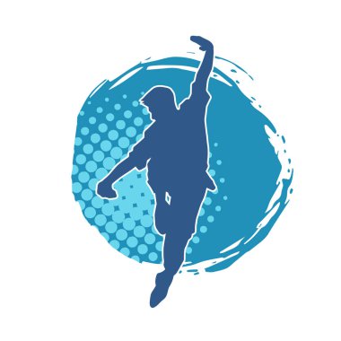 Doğu dövüş sanatı pozu veren bir adamın silueti. Dövüş sanatlarında bir erkeğin silueti..