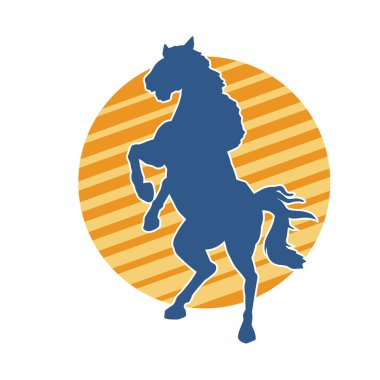 Arka ayaklarının üzerinde duran bir atın silueti. Ön bacakları kaldıran bir aygır silueti..