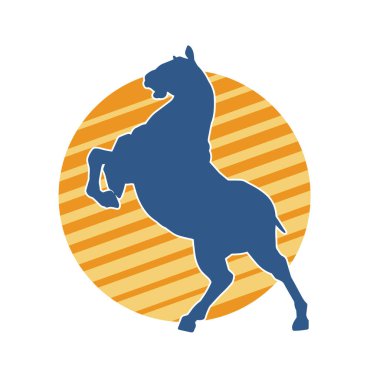 Arka ayaklarının üzerinde duran bir atın silueti. Ön bacakları kaldıran bir aygır silueti..