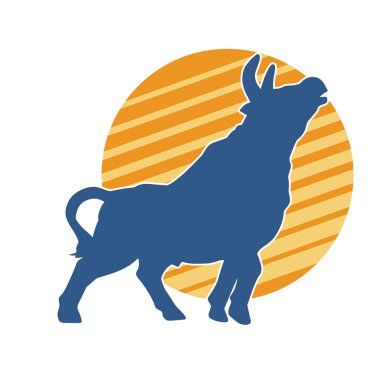 Vahşi bir bufalo hayvanı silueti. Vahşi bir bizon hayvanının silueti..