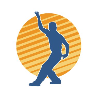 Doğu dövüş sanatı pozu veren bir adamın silueti. Dövüş sanatlarında bir erkeğin silueti..