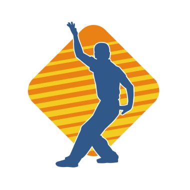 Doğu dövüş sanatı pozu veren bir adamın silueti. Dövüş sanatlarında bir erkeğin silueti..