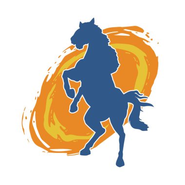 Arka ayaklarının üzerinde duran bir atın silueti. Ön bacakları kaldıran bir aygır silueti..