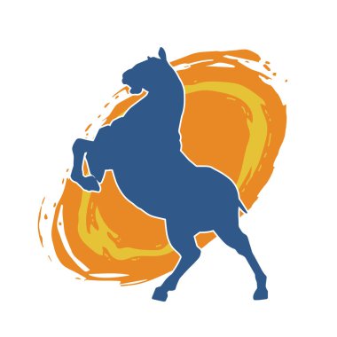 Arka ayaklarının üzerinde duran bir atın silueti. Ön bacakları kaldıran bir aygır silueti..