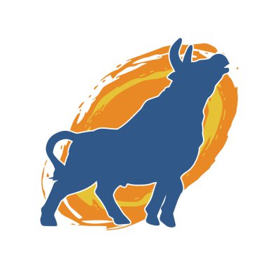 Vahşi bir bufalo hayvanı silueti. Vahşi bir bizon hayvanının silueti..